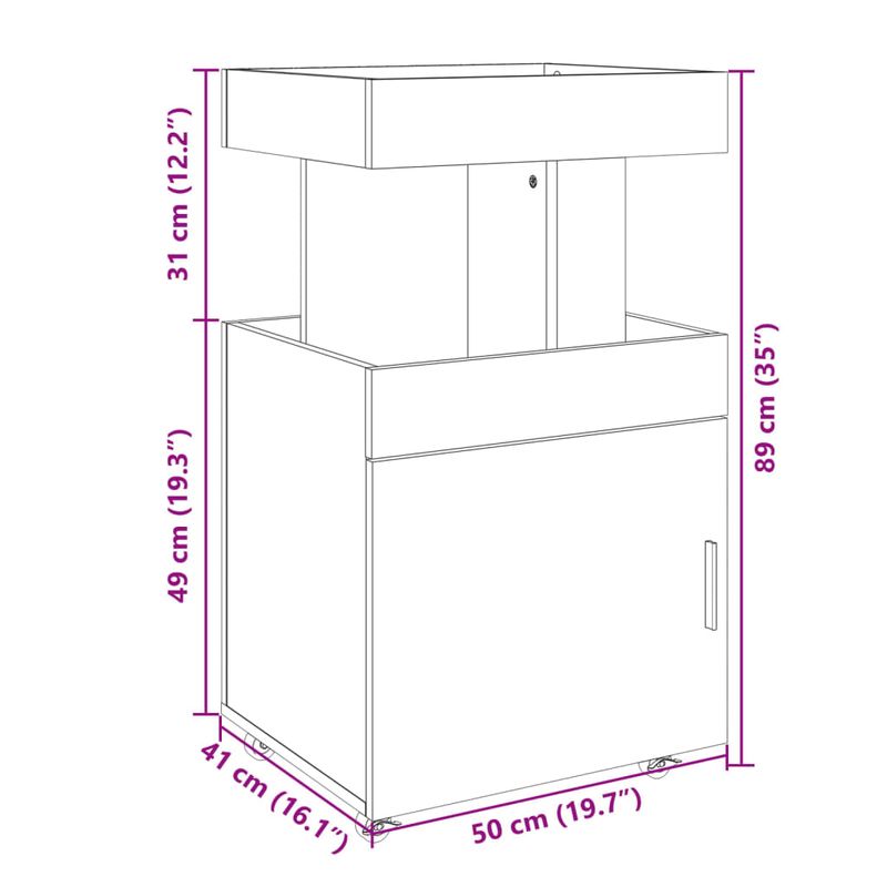 Casa si Gradina - Mobilier - Comode si corpuri - Comode - Carucior de bar, stejar fumuriu, 50x41x89 cm, lemn prelucrat - Infinity.ro