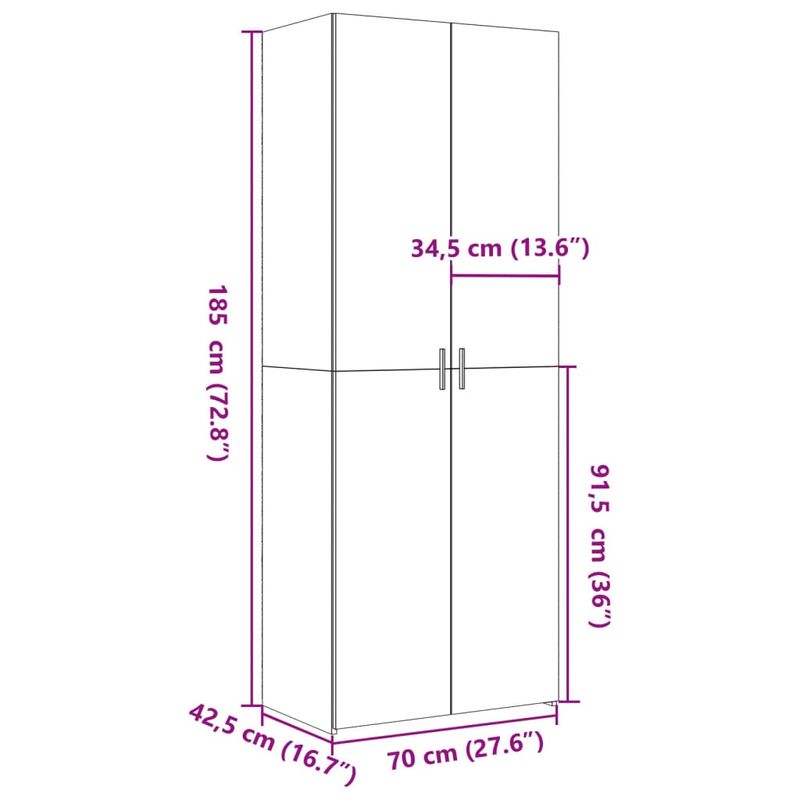 Casa si Gradina - Mobilier - Comode si corpuri - Corpuri bucatarie - Dulap inalt, stejar sonoma, 70x42,5x185 cm, lemn prelucrat - Infinity.ro