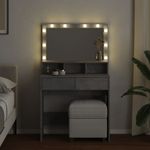 Casa si Gradina - Mobilier - Comode si corpuri - Masute de toaleta - Masa de toaleta cu LED, gri beton, 80x41x134,5 cm - Infinity.ro