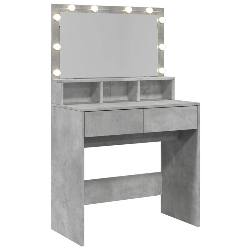 Casa si Gradina - Mobilier - Comode si corpuri - Masute de toaleta - Masa de toaleta cu LED, gri beton, 80x41x134,5 cm - Infinity.ro