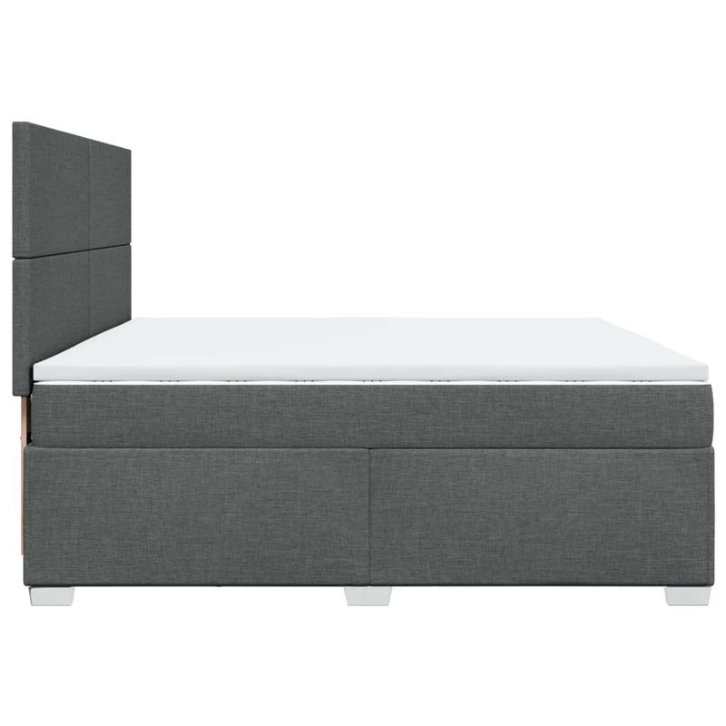 Casa si Gradina - Mobilier - Paturi si accesorii - Paturi - Pat box spring cu saltea, gri inchis, 200x200 cm, textil - Infinity.ro