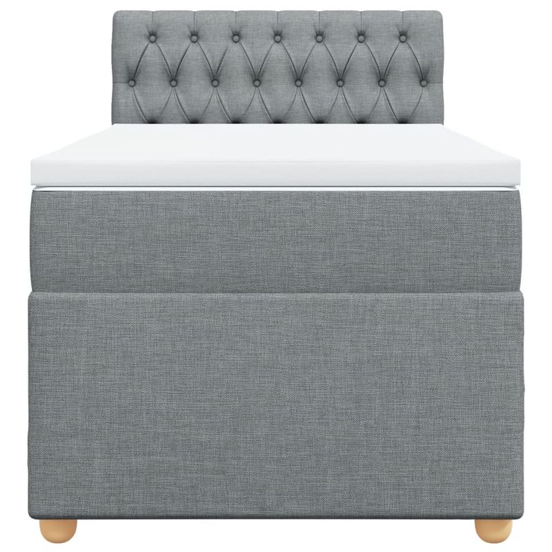 Casa si Gradina - Mobilier - Paturi si accesorii - Paturi - Pat box spring cu saltea, gri deschis, 90x190 cm, textil - Infinity.ro