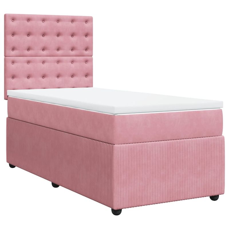 Casa si Gradina - Mobilier - Paturi si accesorii - Paturi - Pat box spring cu saltea, roz, 80x200 cm, catifea - Infinity.ro