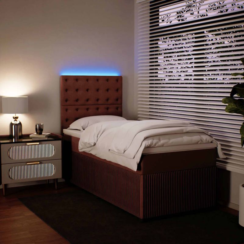 Casa si Gradina - Mobilier - Paturi si accesorii - Paturi - Pat box spring cu saltea, roz, 80x200 cm, catifea - Infinity.ro