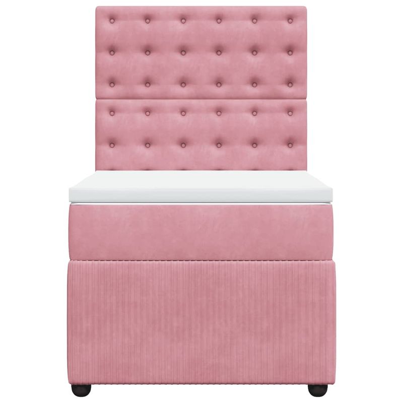 Casa si Gradina - Mobilier - Paturi si accesorii - Paturi - Pat box spring cu saltea, roz, 80x200 cm, catifea - Infinity.ro