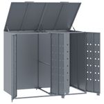 Casa si Gradina - Gradina si terasa - Mobilier exterior - Dulapuri si lazi depozitare exterior - Depozitare cos gunoi cu roti 2 cosuri gri 138x79x117 cm otel - Infinity.ro