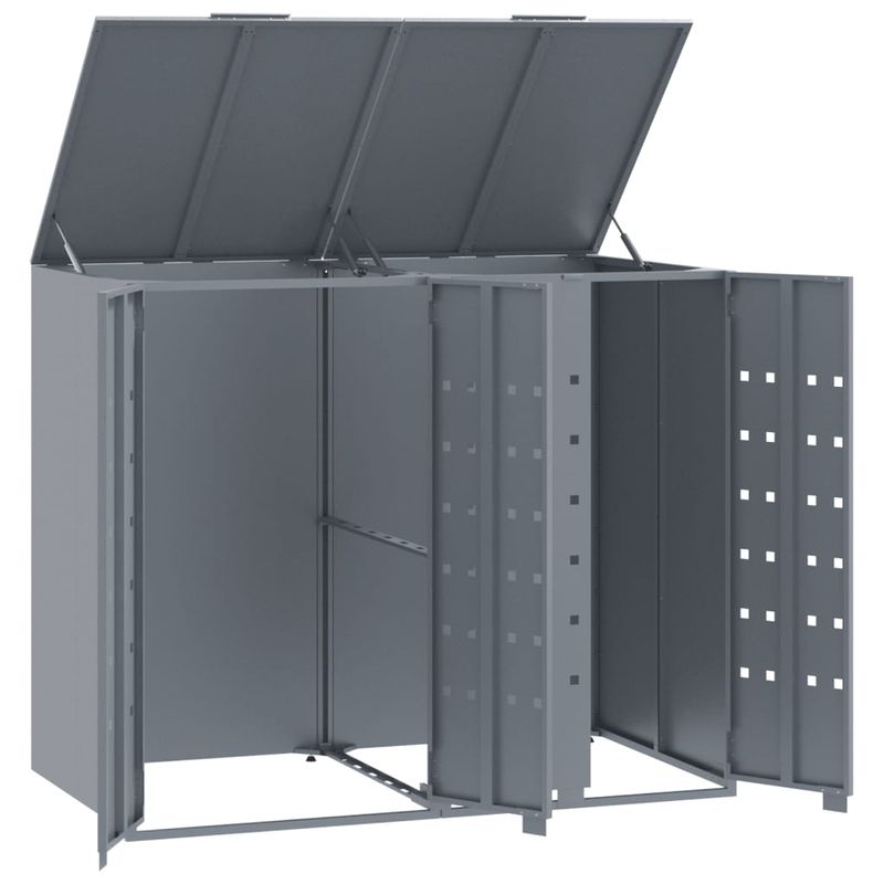 Casa si Gradina - Gradina si terasa - Mobilier exterior - Dulapuri si lazi depozitare exterior - Depozitare cos gunoi cu roti 2 cosuri gri 138x79x117 cm otel - Infinity.ro