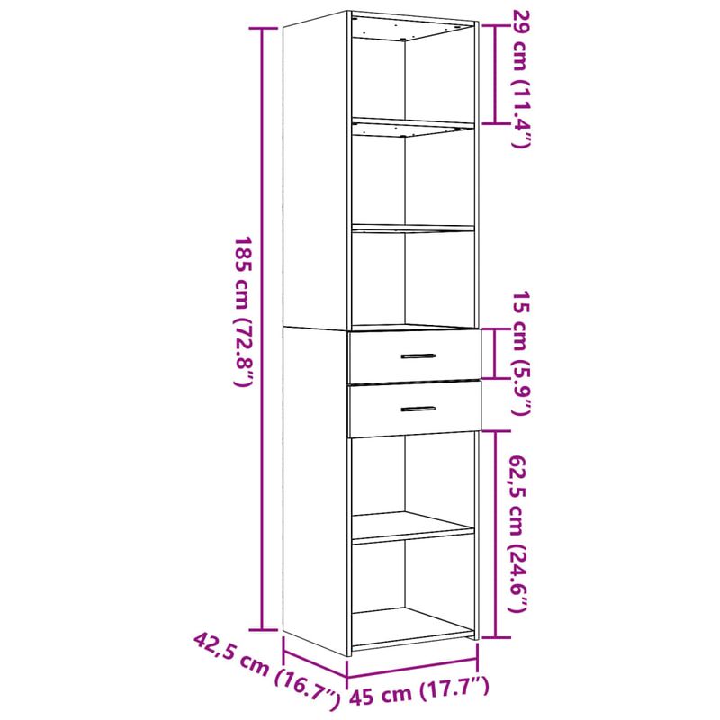 Casa si Gradina - Mobilier - Comode si corpuri - Corpuri bucatarie - Dulap inalt, alb, 45x42,5x185 cm, lemn compozit - Infinity.ro