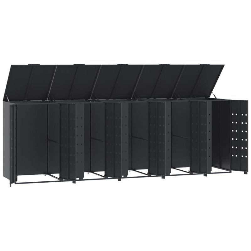 Casa si Gradina - Gradina si terasa - Mobilier exterior - Dulapuri si lazi depozitare exterior - Depozitare cos gunoi roti 5 cosuri antracit 345x79x117 cm otel - Infinity.ro