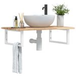 Casa si Gradina - Mobilier - Biblioteci si rafturi - Rafturi - Raft pentru lavoar montat pe perete, otel și lemn masiv acacia, maro și alb, mărime 100x50x2 cm, model dreptunghiular - Infinity.ro