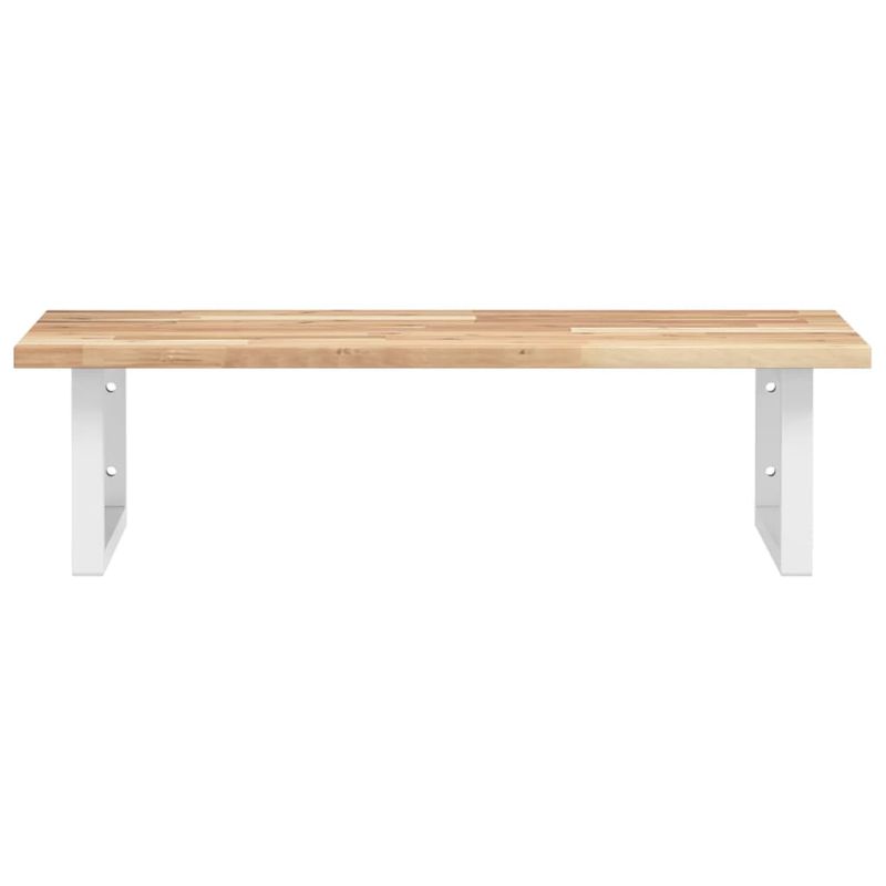 Casa si Gradina - Mobilier - Biblioteci si rafturi - Rafturi - Raft pentru lavoar montat pe perete, otel și lemn masiv acacia, maro și alb, mărime 100x50x2 cm, model dreptunghiular - Infinity.ro