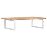 Casa si Gradina - Mobilier - Biblioteci si rafturi - Rafturi - Raft pentru lavoar montat pe perete, otel și lemn masiv acacia, maro și alb, mărime 100x50x2 cm, model dreptunghiular - Infinity.ro