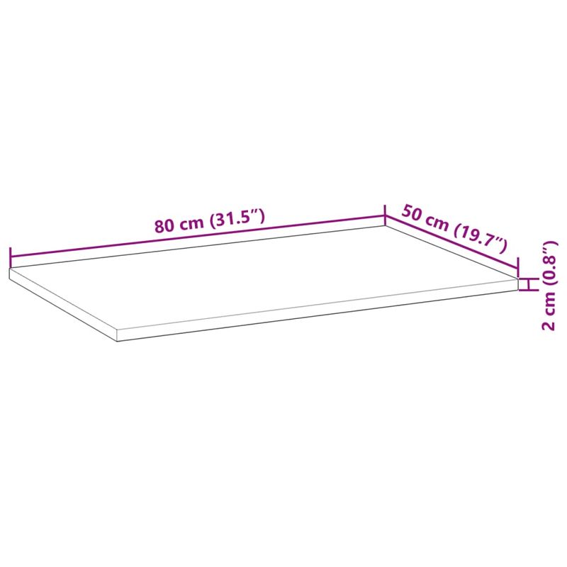 Casa si Gradina - Mobilier - Mobilier baie - Blaturi baie - Blat de baie netratat, 80x50x2 cm, lemn masiv de acacia - Infinity.ro