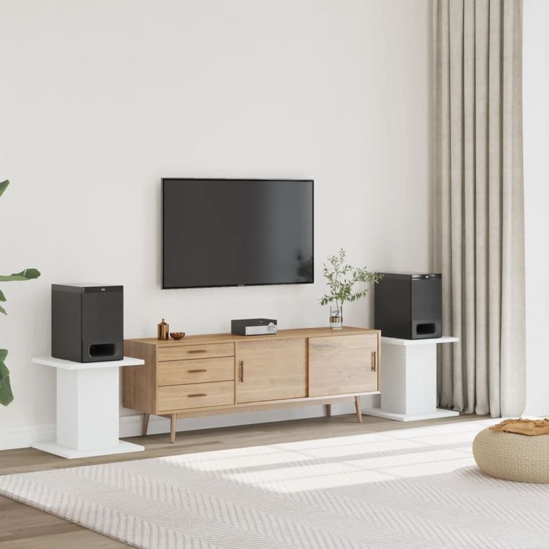 Casa si Gradina - Mobilier - Biblioteci si rafturi - Etajere - Suporturi difuzoare, 2 buc., alb, 30x30x40 cm, lemn prelucrat - Infinity.ro