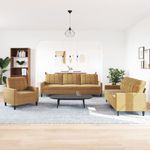 Casa si Gradina - Mobilier - Seturi de mobilier - Seturi living - Set de canapele cu perne, 3 piese, maro, catifea - Infinity.ro