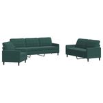 Casa si Gradina - Mobilier - Seturi de mobilier - Seturi living - Set de canapele cu perne, 3 piese, verde inchis, catifea - Infinity.ro