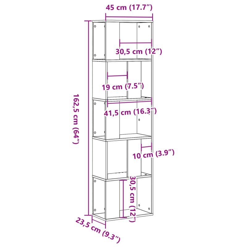 Casa si Gradina - Mobilier - Biblioteci si rafturi - Biblioteci - Biblioteca cu 5 niveluri, alb 45x23,5x162,5 cm lemn prelucrat - Infinity.ro