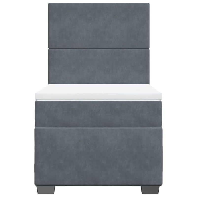 Casa si Gradina - Mobilier - Paturi si accesorii - Paturi - Pat box spring cu saltea, gri inchis, 100x200 cm, catifea - Infinity.ro
