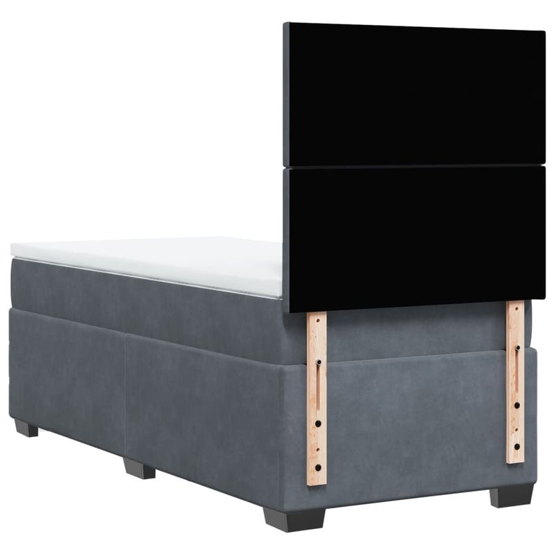 Casa si Gradina - Mobilier - Paturi si accesorii - Paturi - Pat box spring cu saltea, gri inchis, 100x200 cm, catifea - Infinity.ro