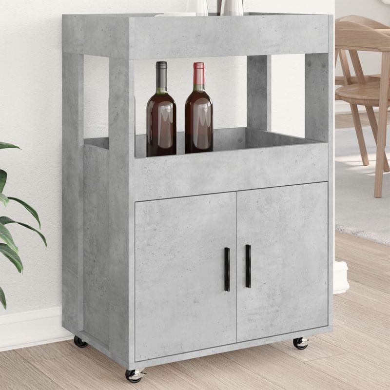 Casa si Gradina - Mobilier - Comode si corpuri - Comode - Carucior de bar, gri beton, 60x39,5x89 cm, lemn prelucrat - Infinity.ro