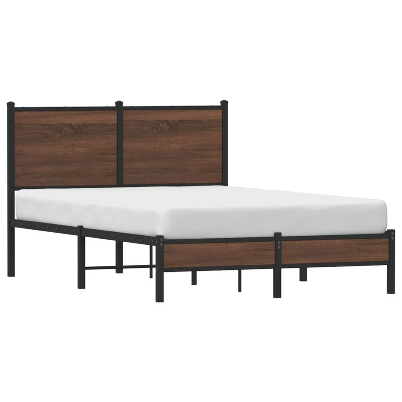 Casa si Gradina - Mobilier - Paturi si accesorii - Paturi - Cadru pat metalic cu tablie, stejar maro, 120x190 cm, model cu tăblie de cap și tăblie de picioare joasă - Infinity.ro