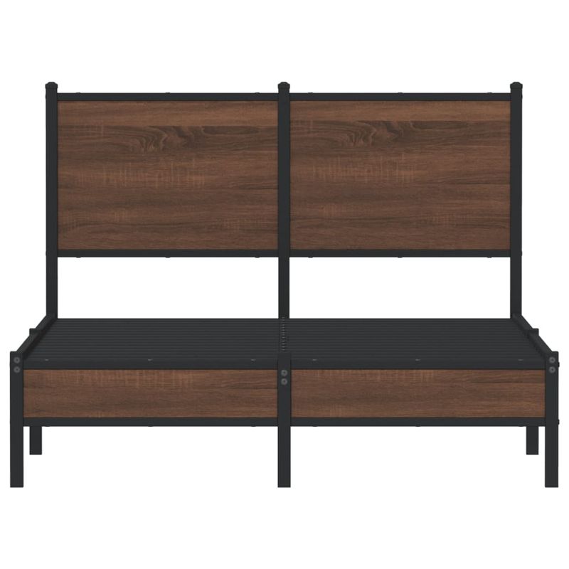 Casa si Gradina - Mobilier - Paturi si accesorii - Paturi - Cadru pat metalic cu tablie, stejar maro, 120x190 cm, model cu tăblie de cap și tăblie de picioare joasă - Infinity.ro