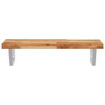 Casa si Gradina - Mobilier - Comode si corpuri - Masute de toaleta - Raft pentru lavoar montat pe perete, otel și lemn masiv acacia, maro închis și alb, mărime 100x40x4 cm, model trapez - Infinity.ro