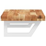 Casa si Gradina - Mobilier - Comode si corpuri - Masute de toaleta - Raft pentru lavoar montat pe perete, otel și lemn masiv acacia, maro închis și alb, mărime 100x40x4 cm, model trapez - Infinity.ro