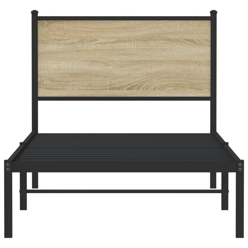 Casa si Gradina - Mobilier - Paturi si accesorii - Paturi - Cadru de pat metalic cu tablie, stejar sonoma, 80x200 cm - Infinity.ro