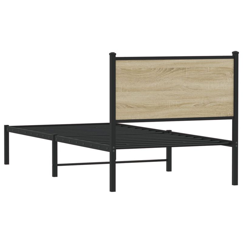 Casa si Gradina - Mobilier - Paturi si accesorii - Paturi - Cadru de pat metalic cu tablie, stejar sonoma, 80x200 cm - Infinity.ro