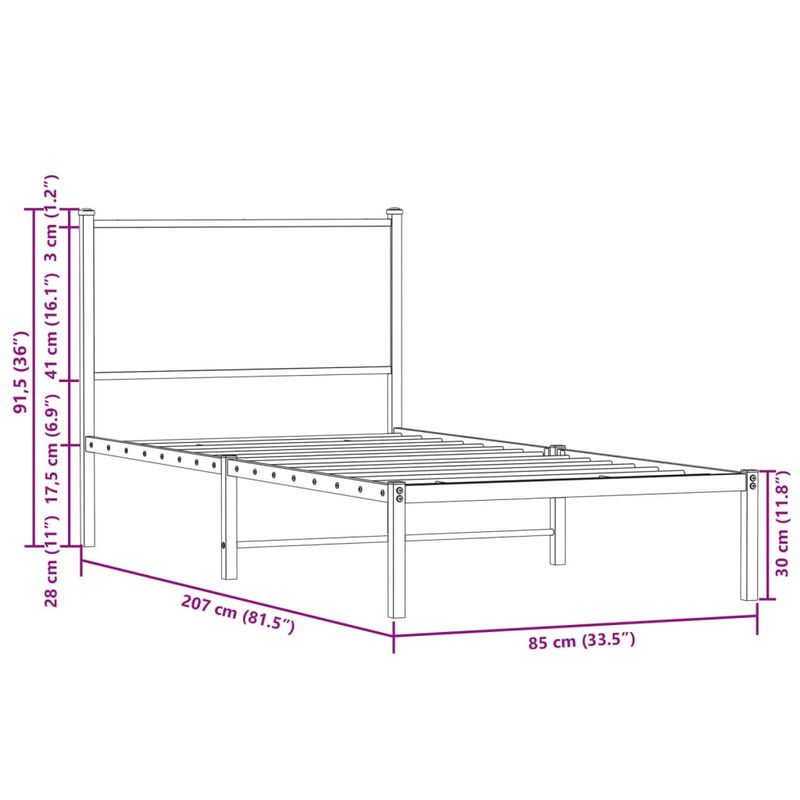 Casa si Gradina - Mobilier - Paturi si accesorii - Paturi - Cadru de pat metalic cu tablie, stejar sonoma, 80x200 cm - Infinity.ro