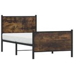 Casa si Gradina - Mobilier - Paturi si accesorii - Paturi - Cadru pat metalic tablie cap/picioare, stejar fumuriu 90x190 cm, model cu tăblie și suport de picioare - Infinity.ro