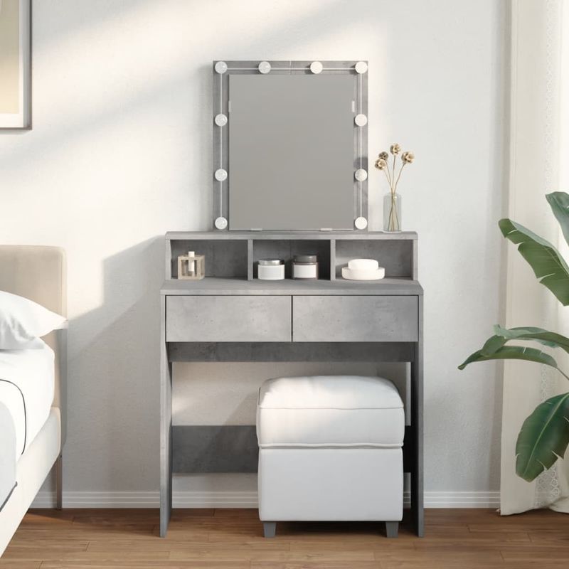 Casa si Gradina - Mobilier - Comode si corpuri - Masute de toaleta - Masa de toaleta cu LED, gri beton, 80x41x144,5 cm - Infinity.ro