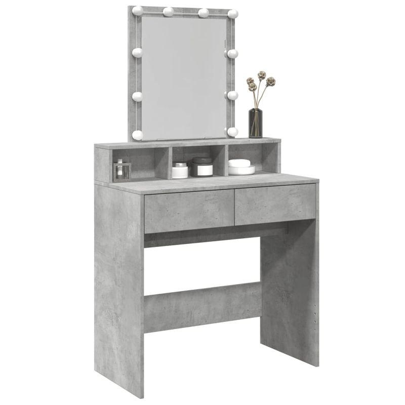 Casa si Gradina - Mobilier - Comode si corpuri - Masute de toaleta - Masa de toaleta cu LED, gri beton, 80x41x144,5 cm - Infinity.ro