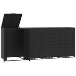 Casa si Gradina - Gradina si terasa - Mobilier exterior - Dulapuri si lazi depozitare exterior - Depozitare cos gunoi cu roti 4 cosuri negru 276x79x117 cm otel - Infinity.ro