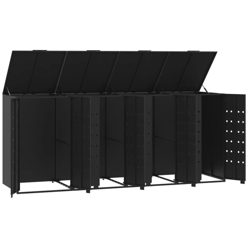 Casa si Gradina - Gradina si terasa - Mobilier exterior - Dulapuri si lazi depozitare exterior - Depozitare cos gunoi cu roti 4 cosuri negru 276x79x117 cm otel - Infinity.ro