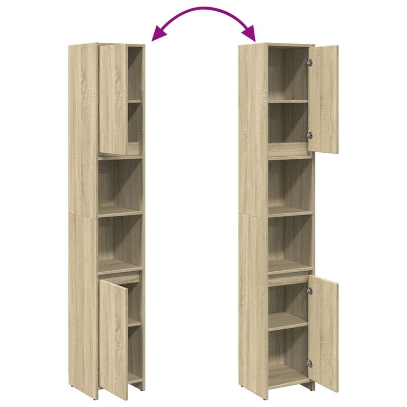 Casa si Gradina - Mobilier - Seturi de mobilier - Seturi baie - Dulap de baie, stejar sonoma, 30x30x183,5 cm, PAL - Infinity.ro