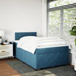 Casa si Gradina - Mobilier - Paturi si accesorii - Paturi - Pat box spring cu saltea, albastru inchis, 120x200 cm, catifea - Infinity.ro