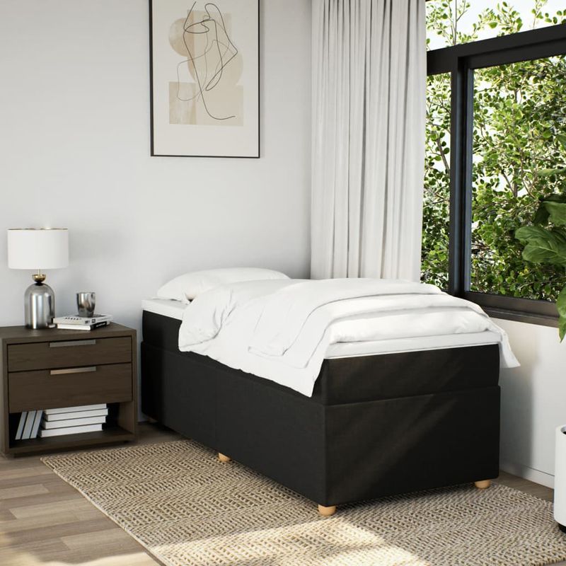 Casa si Gradina - Mobilier - Paturi si accesorii - Paturi - Pat box spring cu saltea, negru, 90x190 cm, textil - Infinity.ro