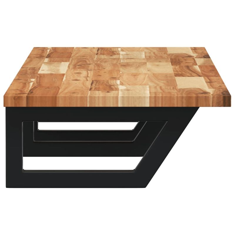 Casa si Gradina - Mobilier - Biblioteci si rafturi - Rafturi - Raft pentru lavoar montat pe perete, otel și lemn masiv acacia, maro închis și negru, mărime 140x40x2 cm, model trapez - Infinity.ro