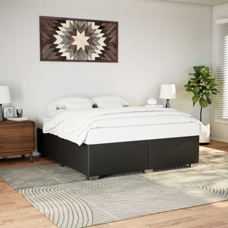 Casa si Gradina - Mobilier - Paturi si accesorii - Paturi - Cadru de pat, negru, 200x200 cm, piele ecologica - Infinity.ro