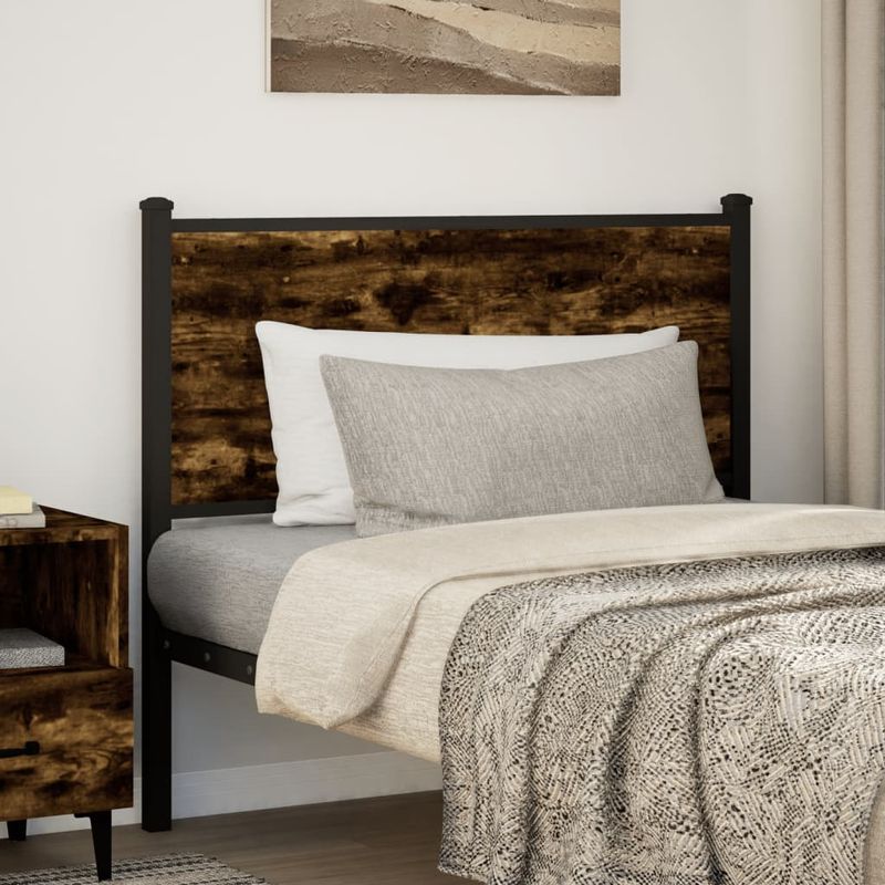 Casa si Gradina - Mobilier - Paturi si accesorii - Accesorii paturi - Tablie de pat, stejar fumuriu, 100 cm, lemn prelucrat si otel - Infinity.ro