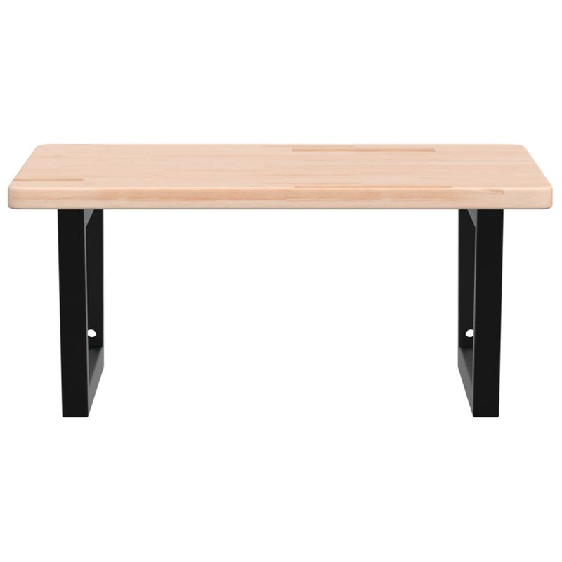 Casa si Gradina - Mobilier - Biblioteci si rafturi - Rafturi - Raft pentru lavoar montat pe perete, otel și lemn masiv stejar, maro și negru, mărime 60x60x2.5 cm, model trapez - Infinity.ro
