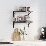 Casa si Gradina - Mobilier - Biblioteci si rafturi - Rafturi - Rafturi de perete, 2 buc., 50x23,5x3 cm, negru otel inoxidabil - Infinity.ro