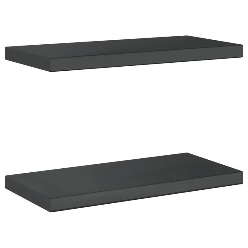Casa si Gradina - Mobilier - Biblioteci si rafturi - Rafturi - Rafturi de perete, 2 buc., 50x23,5x3 cm, negru otel inoxidabil - Infinity.ro