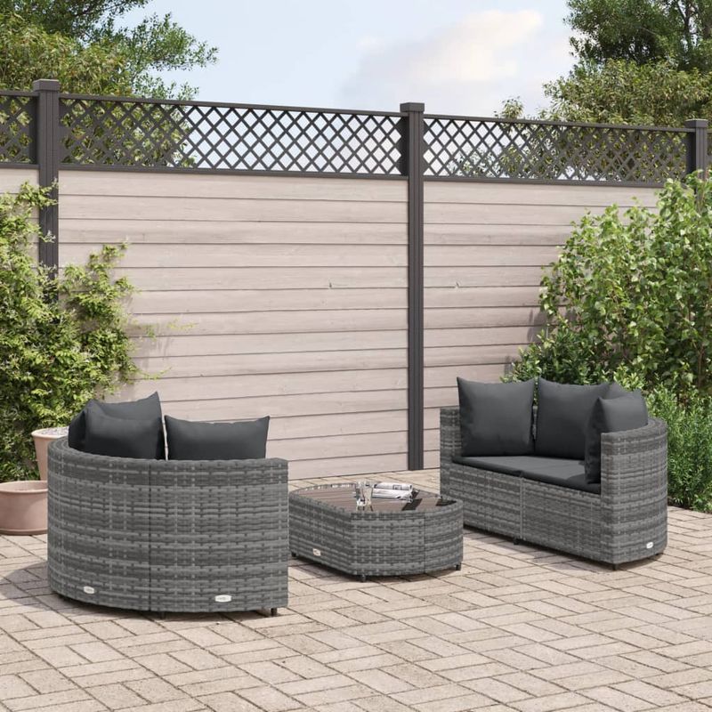 Casa si Gradina - Gradina si terasa - Mobilier exterior - Seturi mobila gradina - Set canapea de gradina cu perne, 5 piese, gri, poliratan - Infinity.ro