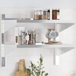 Casa si Gradina - Mobilier - Biblioteci si rafturi - Rafturi - Raft de perete 2 niveluri 75x40x60 cm argintiu otel inoxidabil - Infinity.ro