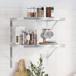 Casa si Gradina - Mobilier - Biblioteci si rafturi - Rafturi - Rafturi de perete, 2 buc., 50x40 cm, argintiu otel inoxidabil - Infinity.ro