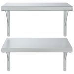 Casa si Gradina - Mobilier - Biblioteci si rafturi - Rafturi - Rafturi de perete, 2 buc., 50x40 cm, argintiu otel inoxidabil - Infinity.ro