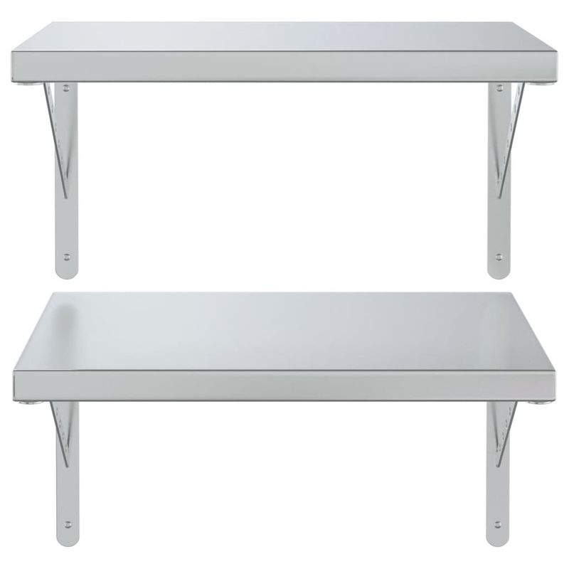 Casa si Gradina - Mobilier - Biblioteci si rafturi - Rafturi - Rafturi de perete, 2 buc., 50x40 cm, argintiu otel inoxidabil - Infinity.ro